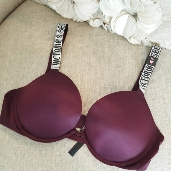 Victoria's Secret Very Sexy Rhinestone Crystal Shine Strap Plush Push-up Bra NWT - Picture 4 of 14